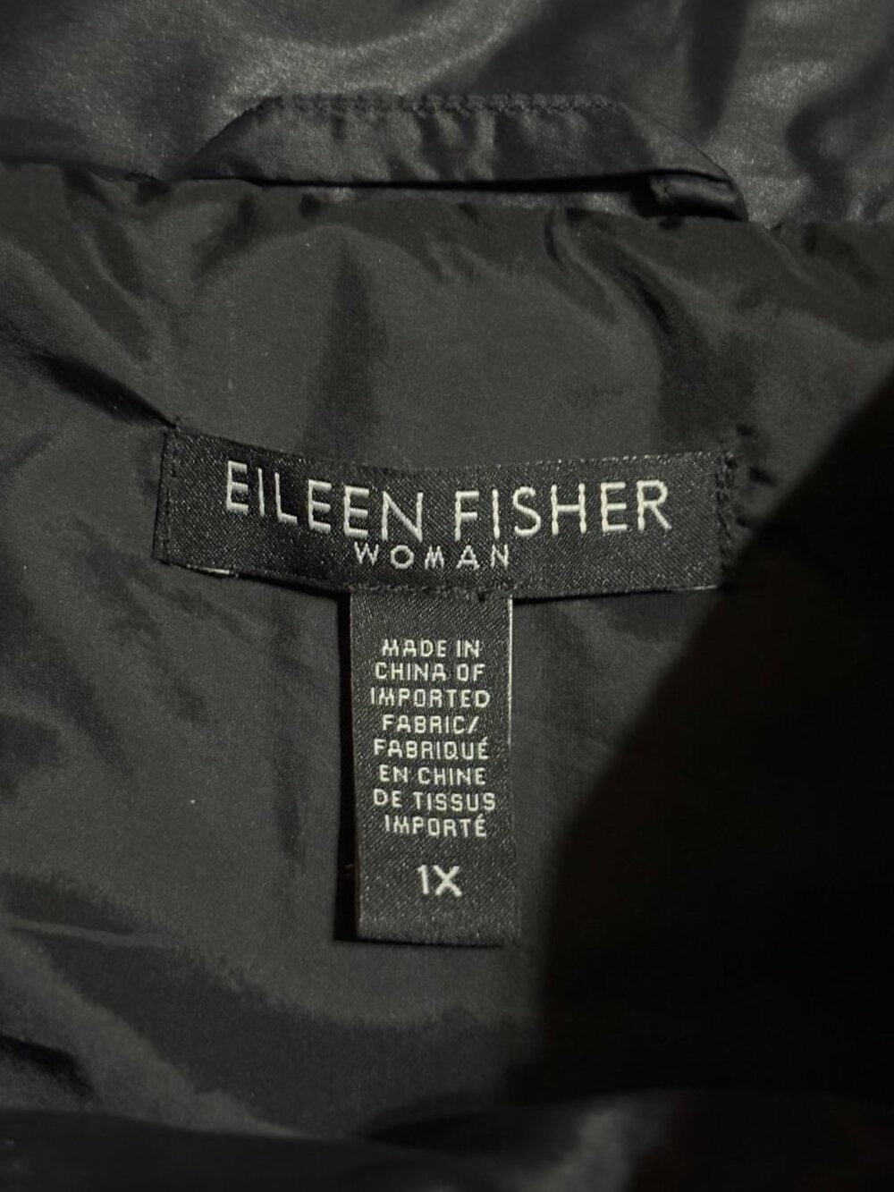 Eileen Fisher Woman Quilted Vest Size 1X Black - Picture 5 of 12